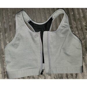 Nike Dri-FIT Swoosh Sports Bra Women’s Size Large Front Zip Grey Medium Support